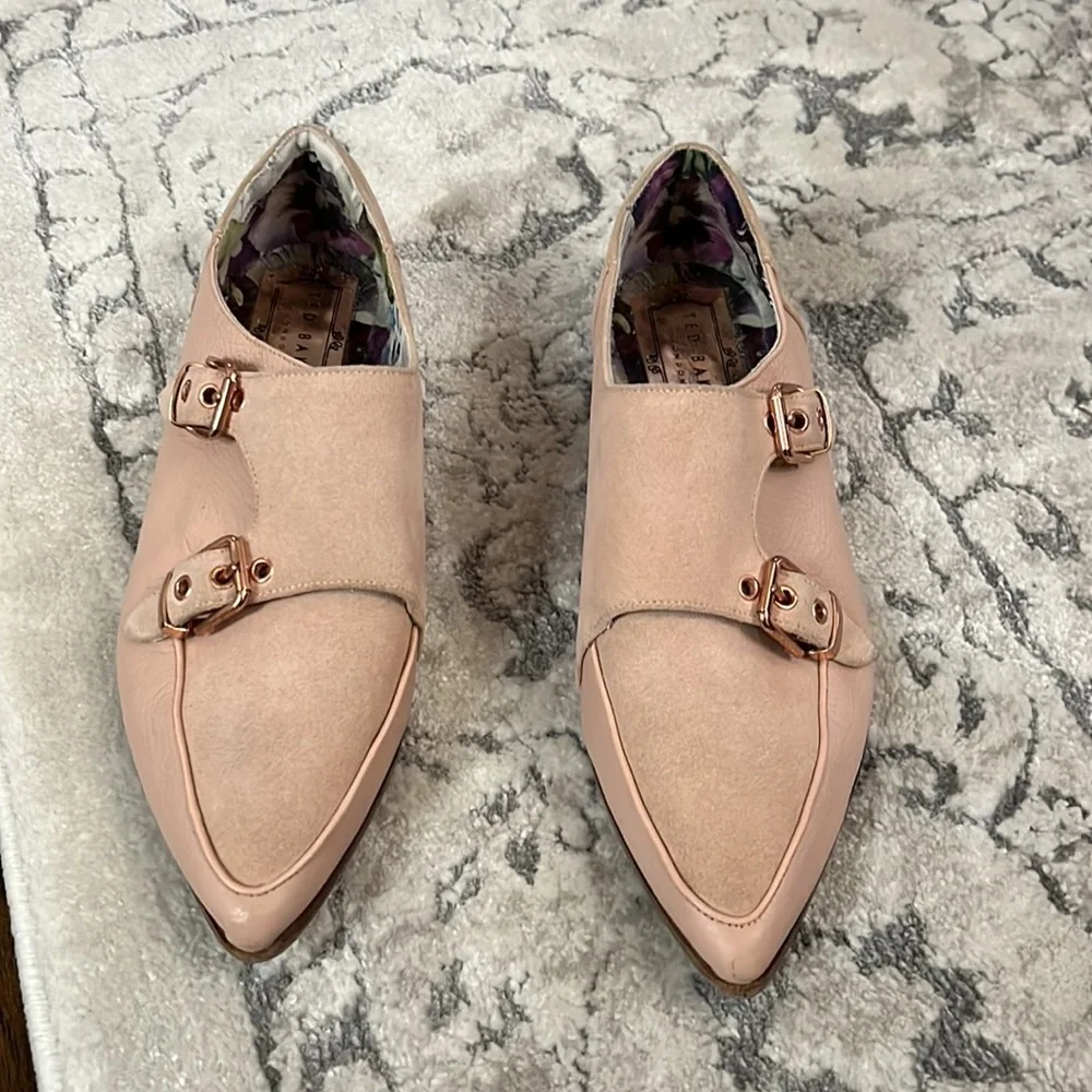 Ted Baker Naoi monk strap blush pink suede and leather shoe Size 5.5/ EU 36